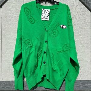 Urlazh 'Lucky Number' wool blend cardigan - green